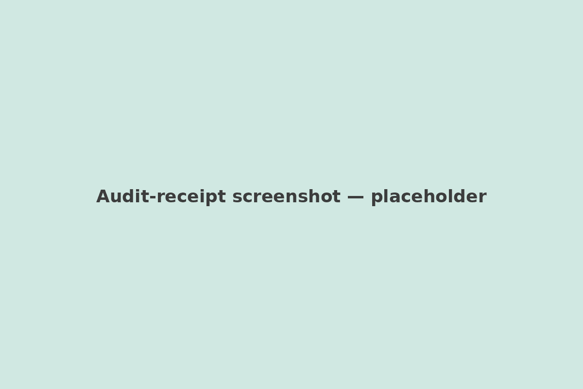 The audit-trail view: every closed ticket linked to the previous via a chained hash